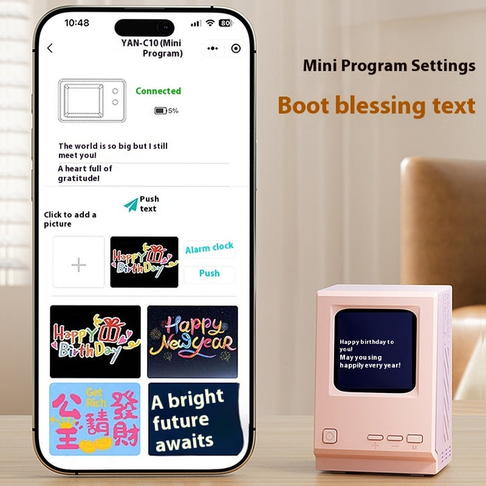 Retro Small Computer Lyrics Speaker Table Clock Wireless Bluetooth Speaker