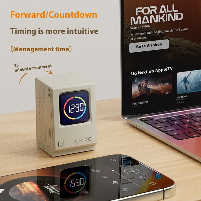 Retro Small Computer Lyrics Speaker Table Clock Wireless Bluetooth Speaker