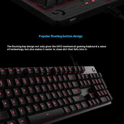 G413 Gaming Electronic Sports Mechanical Keyboard Desktop Backlight 104 Key Metal Panel