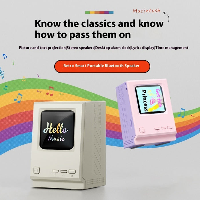 Retro Small Computer Lyrics Speaker Table Clock Wireless Bluetooth Speaker